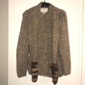✨🖤 Vintage Adrienne Vittadini Wool-Mohair Knit Cardigan Sweater